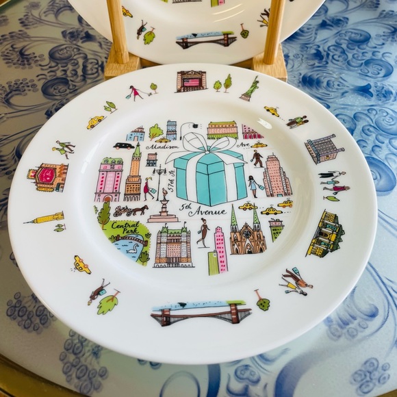 Tiffany & Co 5th Avenue Dessert Plate Tableware Dish Set of 4 Authentic OBRO - Picture 3 of 7